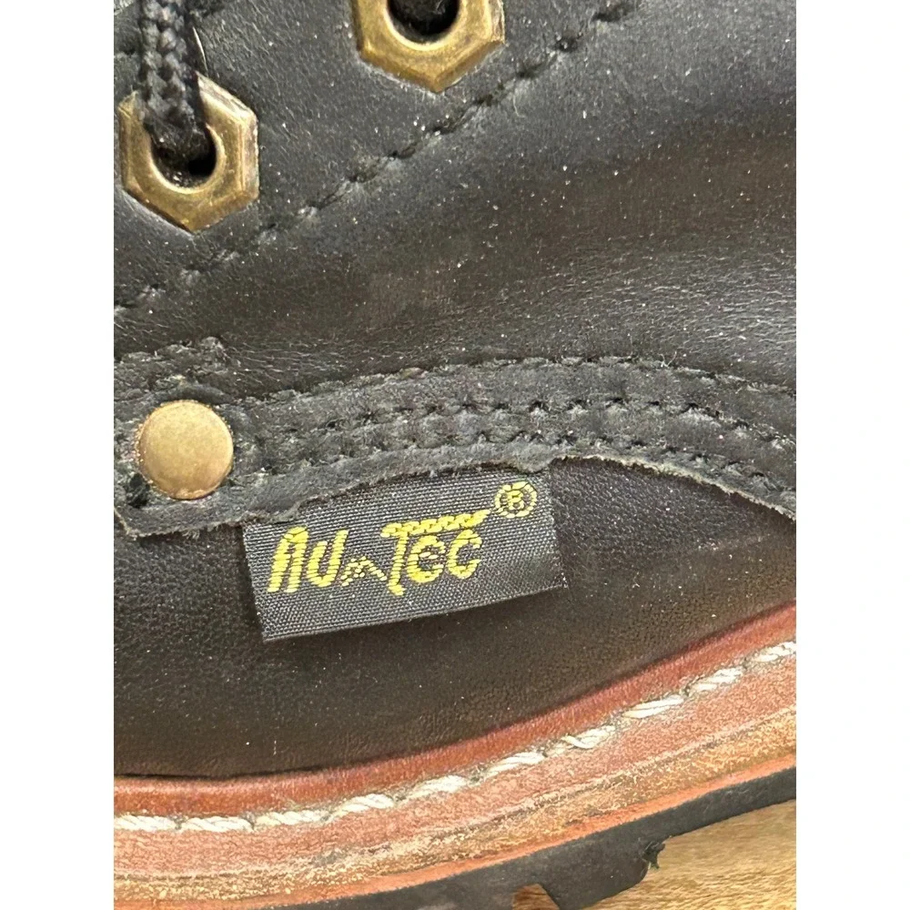 AD-Tec Work Boots Mens 7 Black Leather Kiltie Logger High Top‎ Lug Sole Rugged
